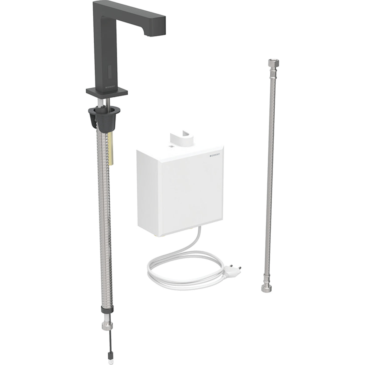 Geberit Piave Fotoselli Lavabo Bataryası, Tek Su Girişli Elektrikli Mat Siyah