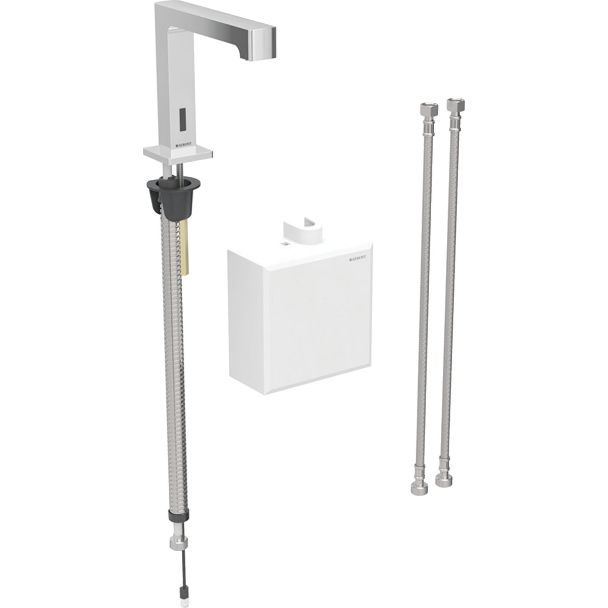 Geberit Brenta Fotoselli Lavabo Bataryası, Tek Su Girişli, Pilli (Duvar Üzerine Montajlı Kontrol Kutusu İle)