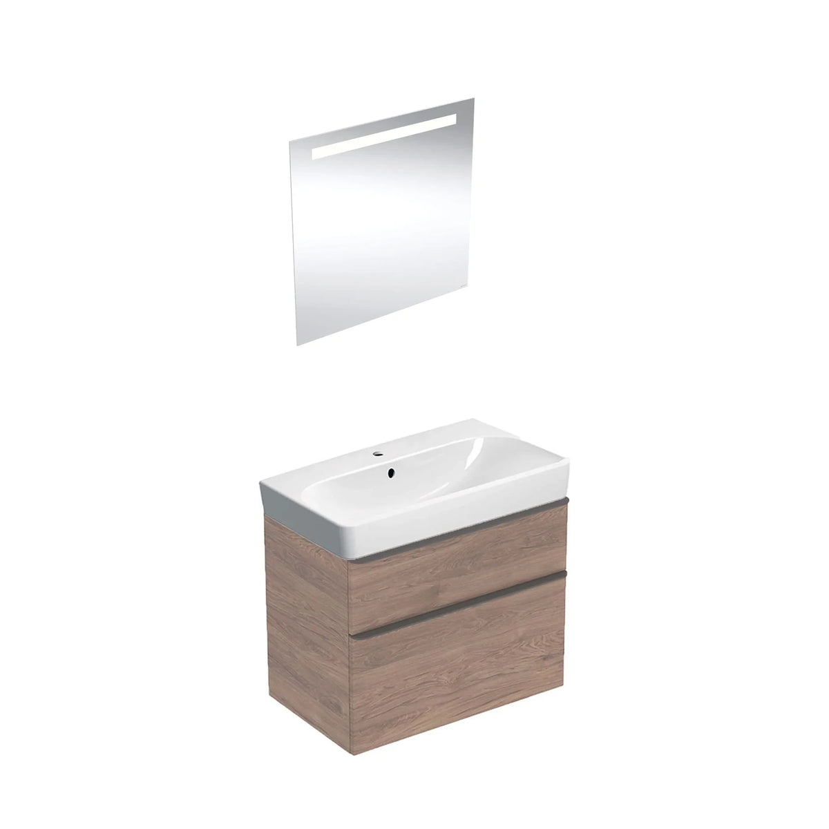 Geberit Smyle Banyo Dolabı Seti Çift Cekmeceli Amerikan Cevizi 90 Cm