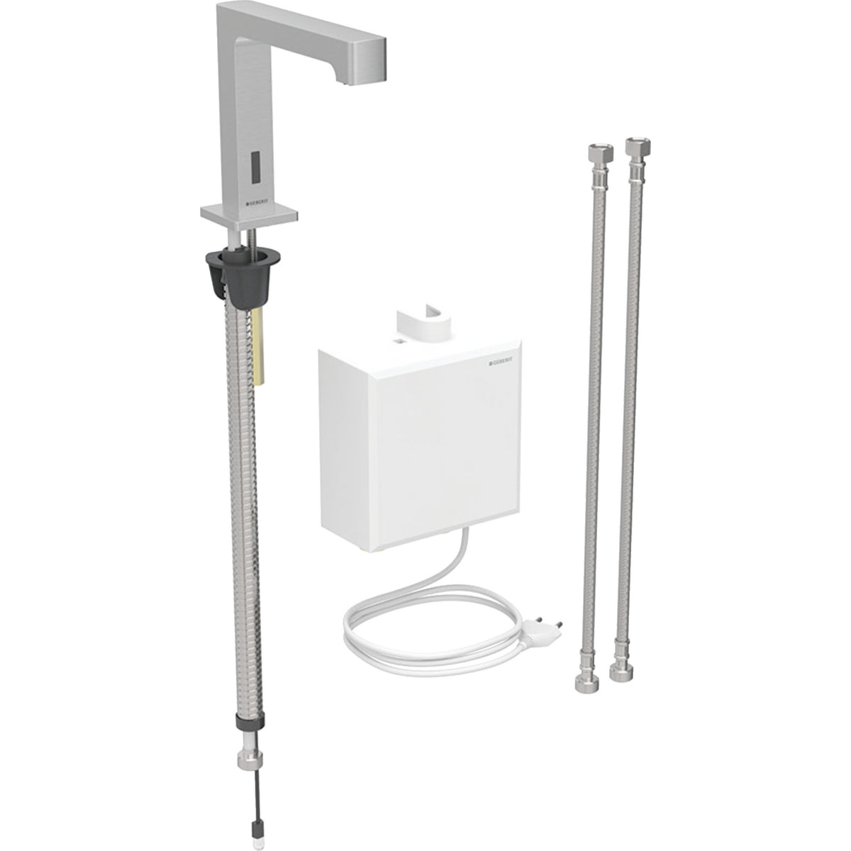 Geberit Brenta Fotoselli Lavabo Bataryası, Çift Su Girişli, Elektrikli Paslanmaz Çelik