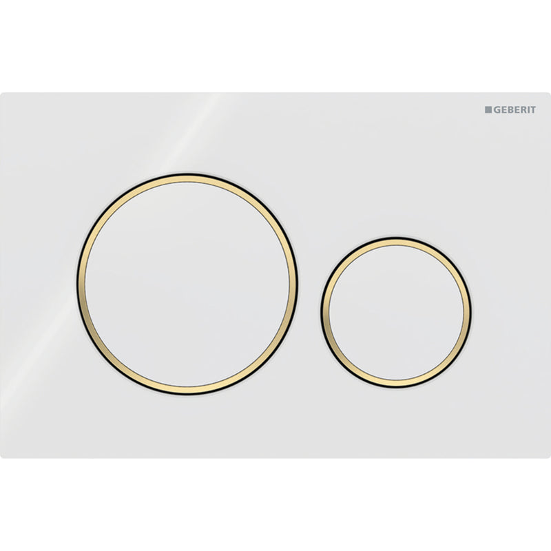 Geberit Sigma20 Kumanda Kapağı, Çift Basmalı, Beyaz/Altın/Beyaz