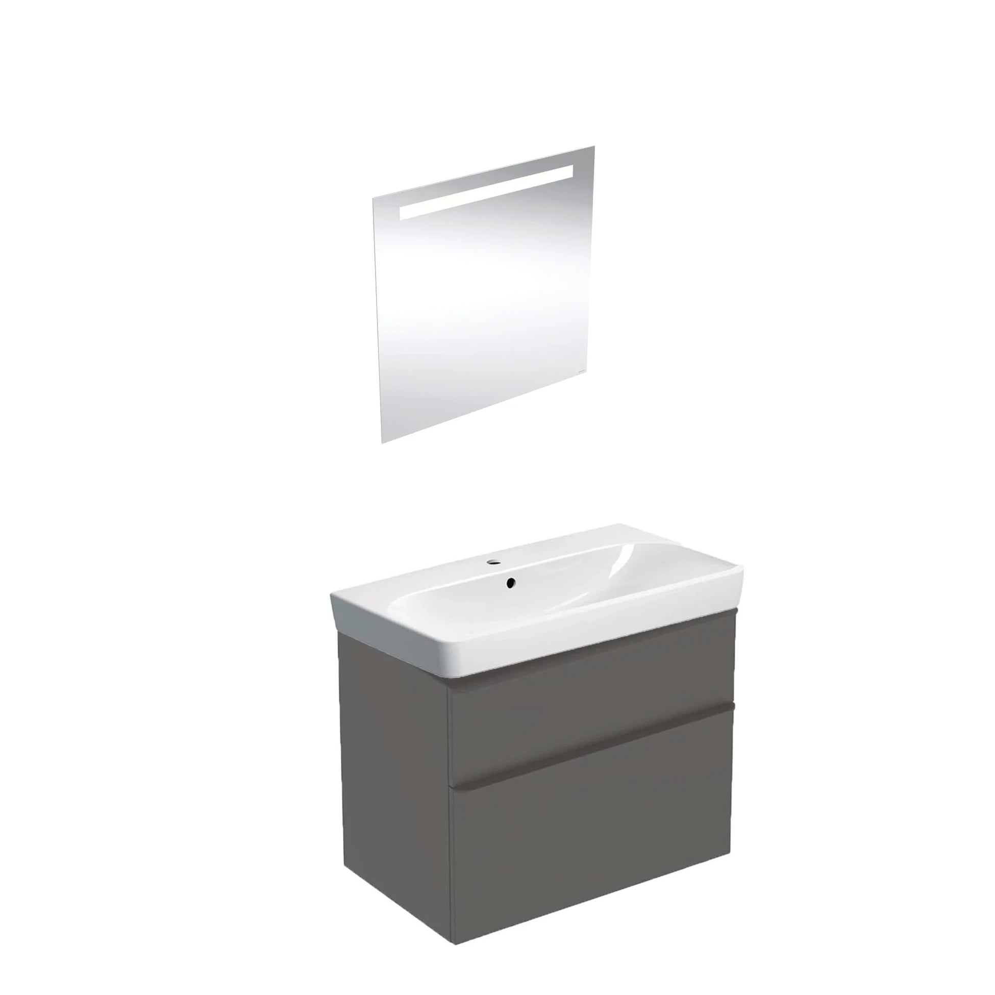 Geberit Smyle Banyo Dolabı Seti Çift Cekmeceli Kum Grisi 75 Cm