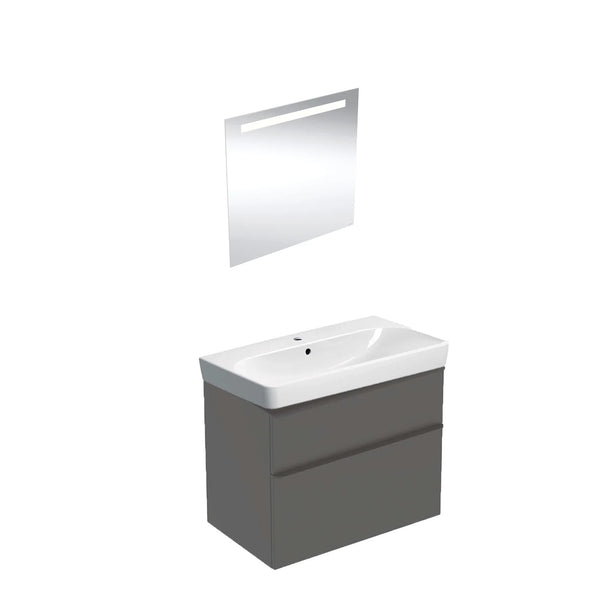 Geberit Smyle Banyo Dolabı Seti Çift Cekmeceli Mat Antrasit 120 Cm